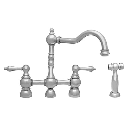 Whitehaus Bridge Faucet W/ Long Traditional Swivel Spout, Lvr Handles And Brass S WHEGB-34656-C